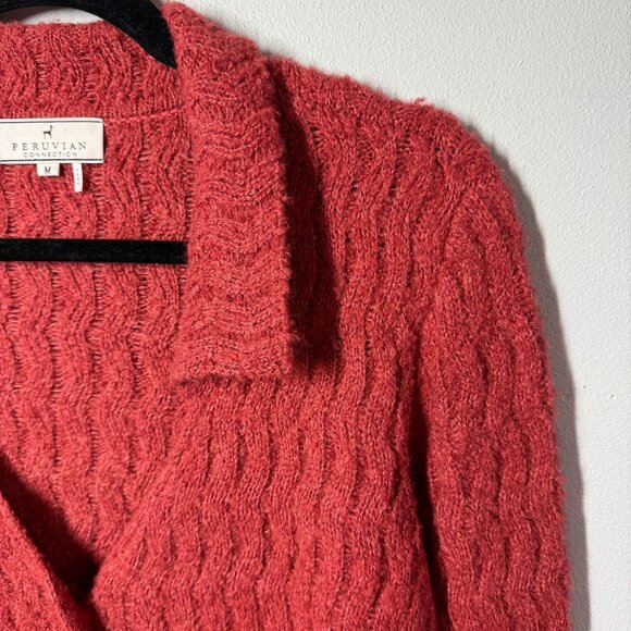 Peruvian Connection Button Cardigan Sweater Sz M Alpaca Silk Cottage Grandmacore - Picture 6 of 12